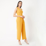 Women Mustard Yellow Solid Basic Jumpsuit